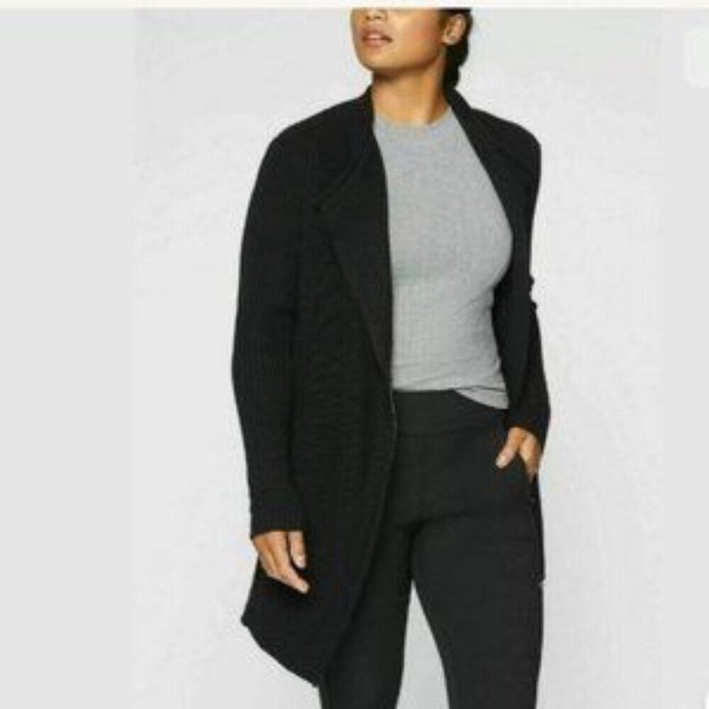 Athleta Sentinel Sweater Coat Wool Blend Black Neutral Size Small